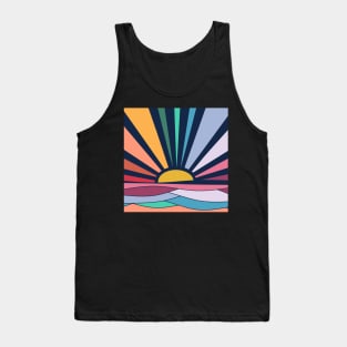 Rainbow Sunrise Sunrays Vintage Boho Sunrise Waves Tank Top